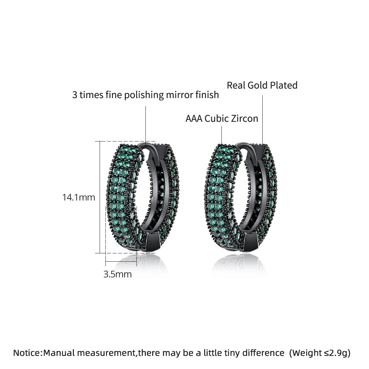 CZCITY Hiphop Hoop Earing Brazilian Dainty Designer Zirconia European Earring for Man and Women Punk Huggies