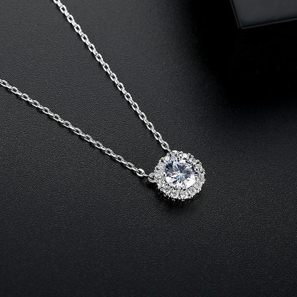 CZCITY Fashion Round Cut Cubic Zirconia CZ Stone Necklace for Couple Love Jewelry Gift