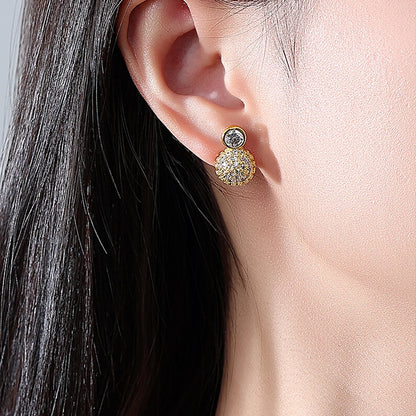 LUOTEEMI Tiny CZ Paved Clear Zircon Beaded Elegant Earrings Stud for Girls Classic Design Women Ball Korean Trendy Stud Earings