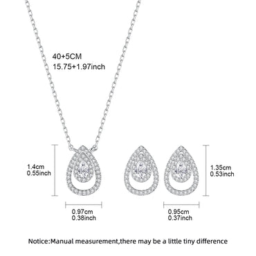 LUOTEEMI Classic Design Women Trendy Brass Fashion Tear Drop Tiny Zircon Jewelry Earrings and Necklace Sets Ready to Ship