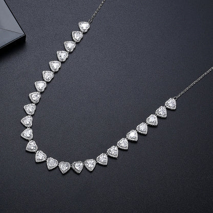 LUOTEEMI Luxury Chain Necklace Cubic Zirconia Heart Shape Elegant Party Anniversary Gifts Jewelry Charm Necklaces