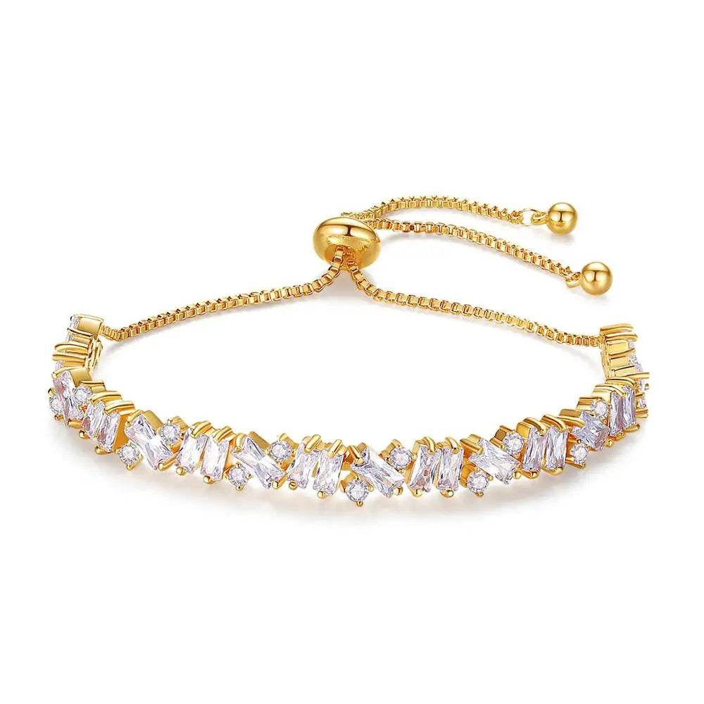 CZCITY New Trendy Fashion  Irregular Cubic Zircon Adjustable Slide Bracelet Multi Tennis Bracelets