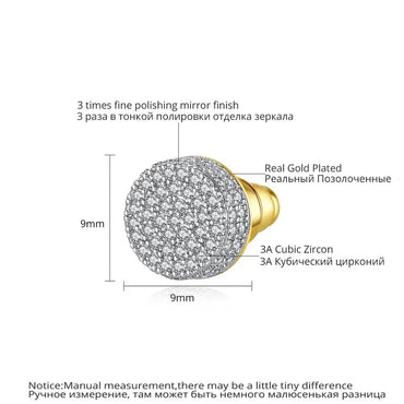 CZCITY Double Gold Plating High Quality Ear Stud Small Cubic Zirconia Hop Hop Stud Earrings for Men