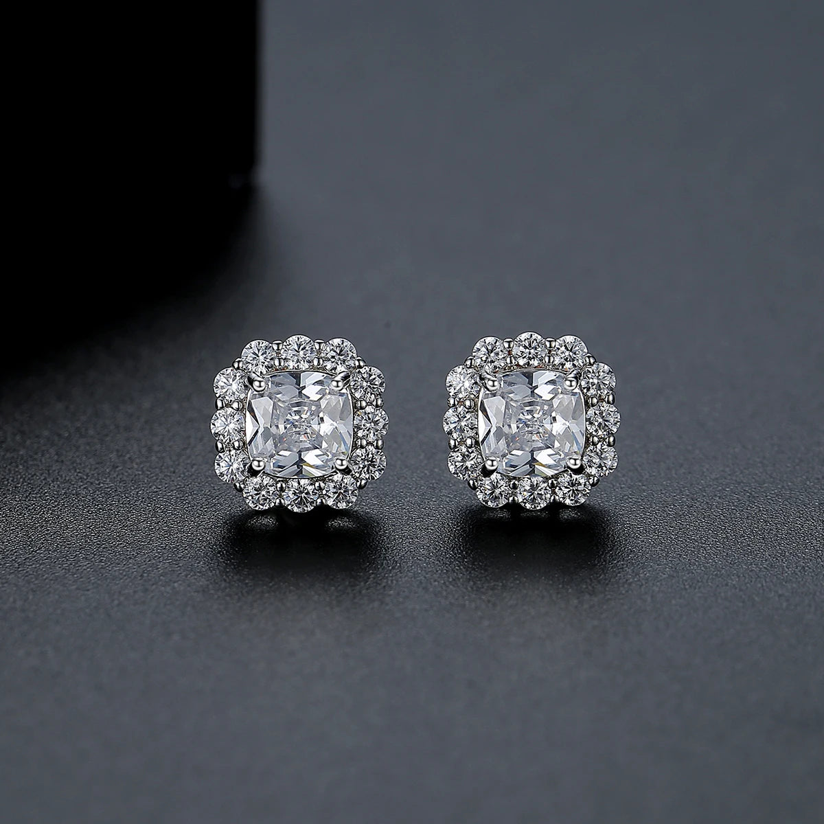 CZCITY Luxury Woman Trendy Elegant Popular Earring Zirconia Quadrate Engagement Wedding Jewelry Stud Earrings