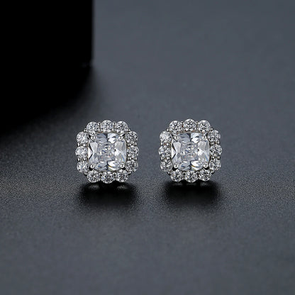 CZCITY Luxury Woman Trendy Elegant Popular Earring Zirconia Quadrate Engagement Wedding Jewelry Stud Earrings