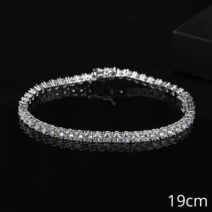 Women Copper 2021 Gold Plated Fashion Trendy Trending Mens Luxury Jewelry 4mm CZ Tennis Bracelet