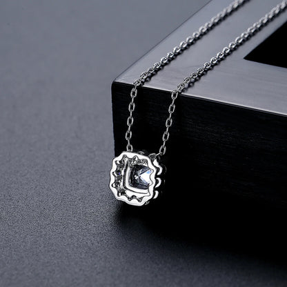 CZCITY New Brass Jewelry Wholesale Elegant Fashion Trendy Vintage Square Pendant Rhodium Cubic Zirconia Necklaces