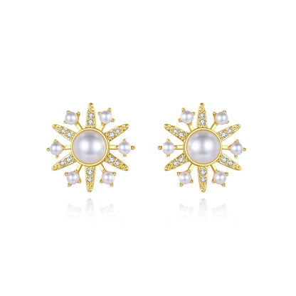 CZCITY Jewelry Earing Lady Woman Fashion Stud Big Statement 2025 CZ Pave Hot Sale Pearl and Flower Earrings