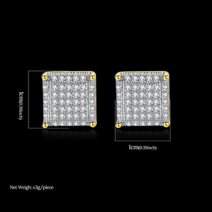 New Arrival Hip Hop Simple Square Earrings 3A CZ Stone Earrings for Men Women Punk Jewelry Wholesale