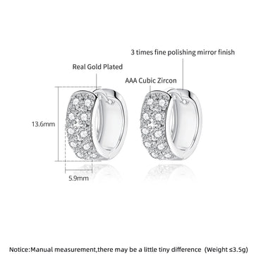 CZCITY Wholesale Women Gift Jewelry Tiny Cubic Zirconia Paved Hip Hop Hoop Cuff Earrings