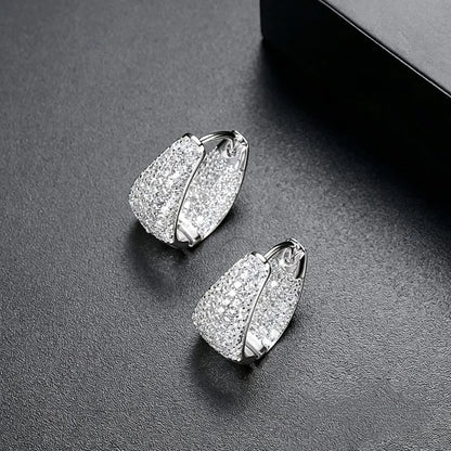 CZCITY Grace Refinement Fashion Gold Color Clear Stud Earrings Paved Micro a AA Cubic Zircon Ear Hoop Jewelry for Women