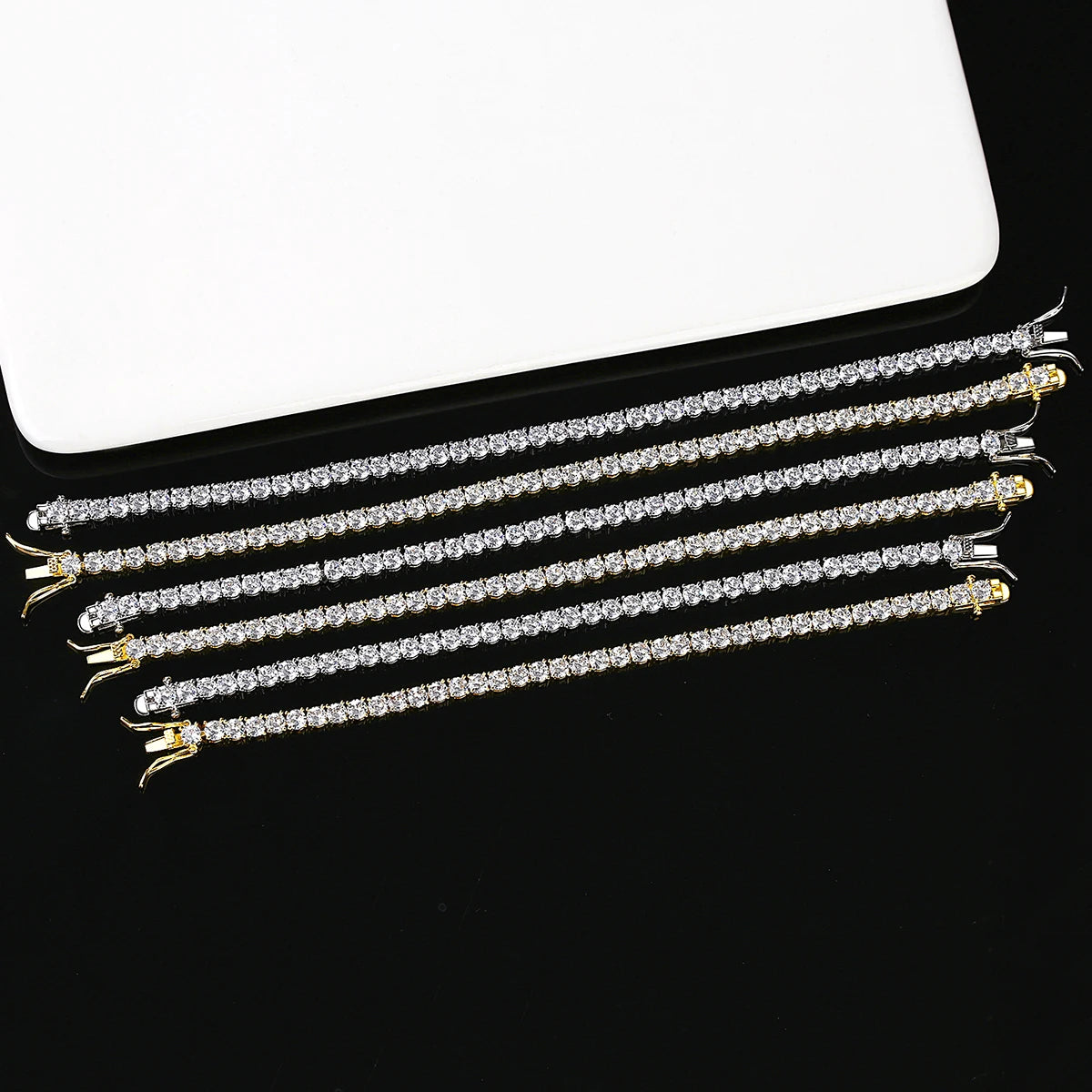 Women Copper 2021 Gold Plated Fashion Trendy Trending Mens Luxury Jewelry 4mm CZ Tennis Bracelet