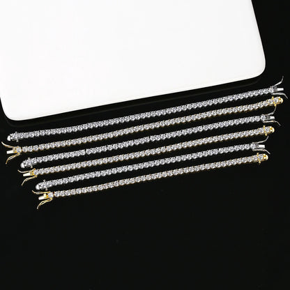 Women Copper 2021 Gold Plated Fashion Trendy Trending Mens Luxury Jewelry 4mm CZ Tennis Bracelet