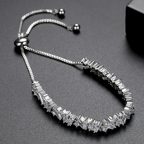 CZCITY New Trendy Fashion  Irregular Cubic Zircon Adjustable Slide Bracelet Multi Tennis Bracelets
