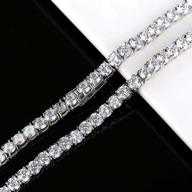 5mm Tennis Chain Diamond Necklace Iced Out Hip Hop Golden Tennis Chain Bling CZ Necklace