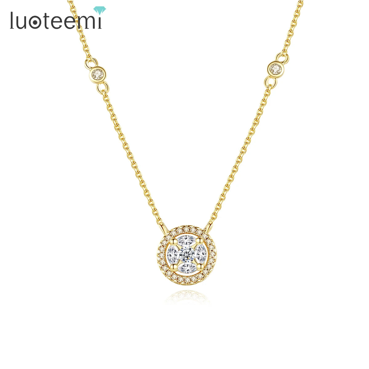 CZCITY Trendy Dainty Chains Necklace Cubic Zircon Womens Necklaces 2026 18K Gold Plated Charm Pendant