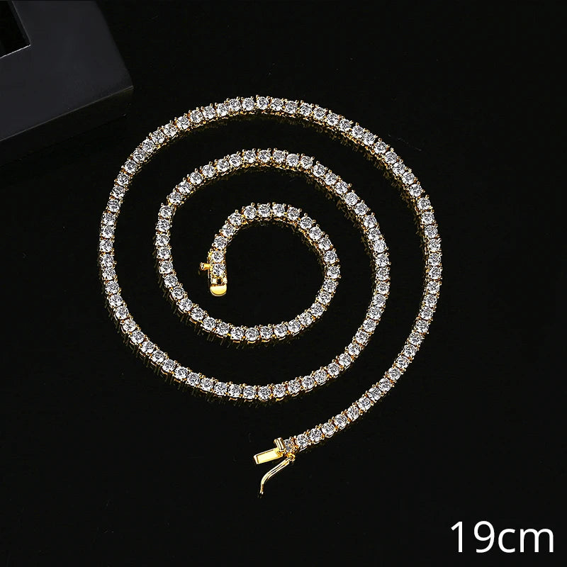 Trendy Luxury Women 18K Gold Plated Hiphop 3MM Cubic Zirconia Tennis Ice Out Hip Hop Bracelet for Men