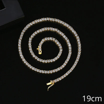 Trendy Luxury Women 18K Gold Plated Hiphop 3MM Cubic Zirconia Tennis Ice Out Hip Hop Bracelet for Men