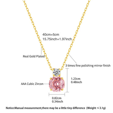 CZCITY Korean Design Millennium Rose Cut Octagonal Zircon Clear and Pink Classic Girls Trendy Link Chain Pendants Necklaces