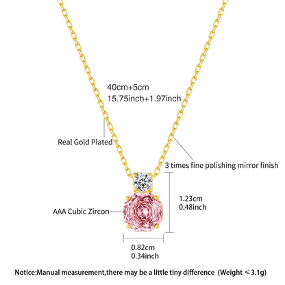 CZCITY Korean Design Millennium Rose Cut Octagonal Zircon Clear and Pink Classic Girls Trendy Link Chain Pendants Necklaces
