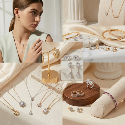 Jewelry collection collage for live shopping